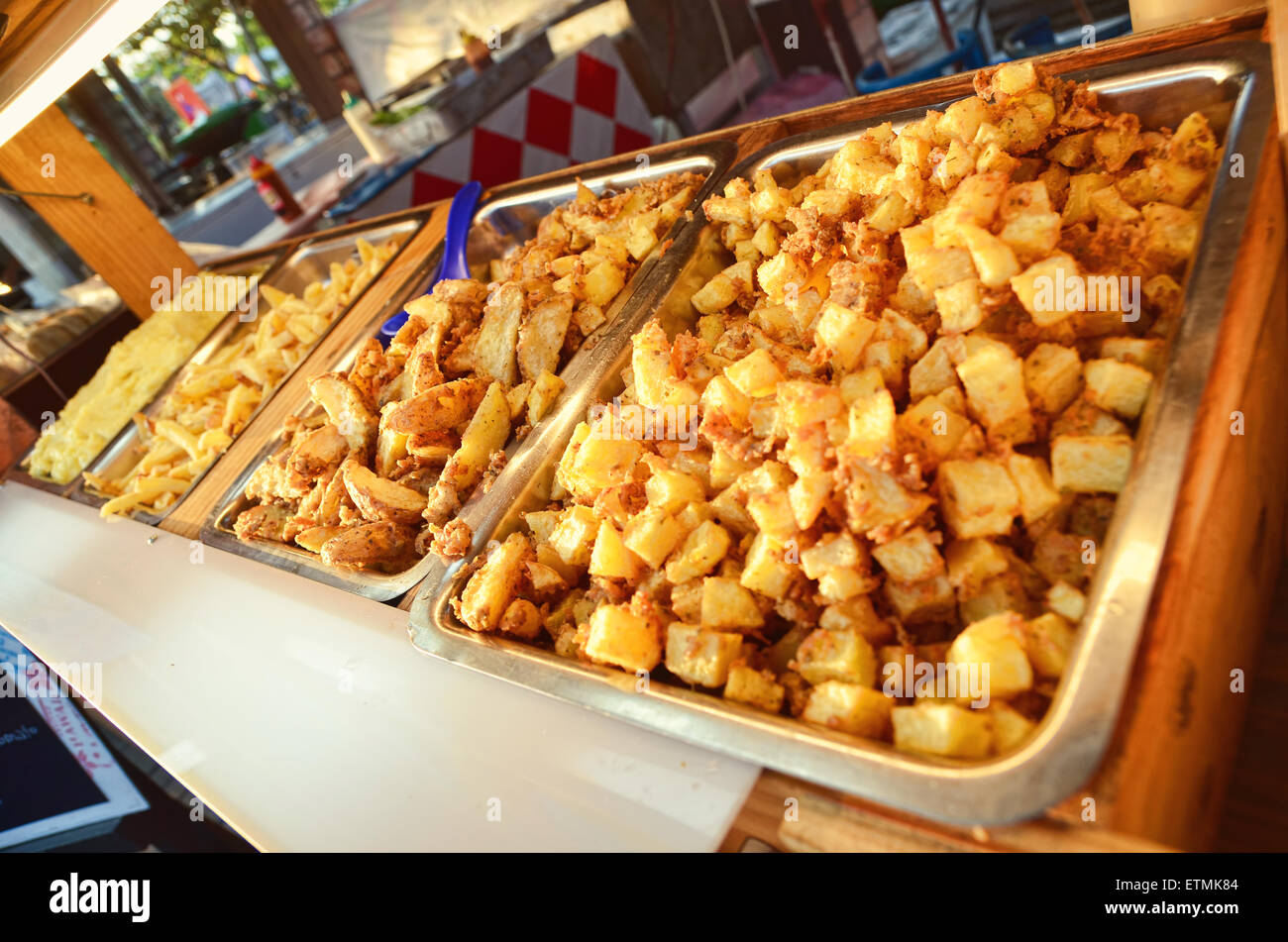 Various kinds of fried potato as a snack Stock Photo Alamy