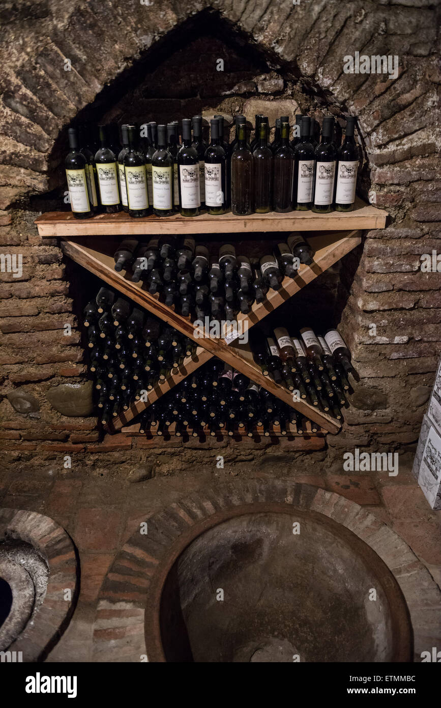 Kvevri vessels in wine cellar of Pheasant’s Tears small local winery
