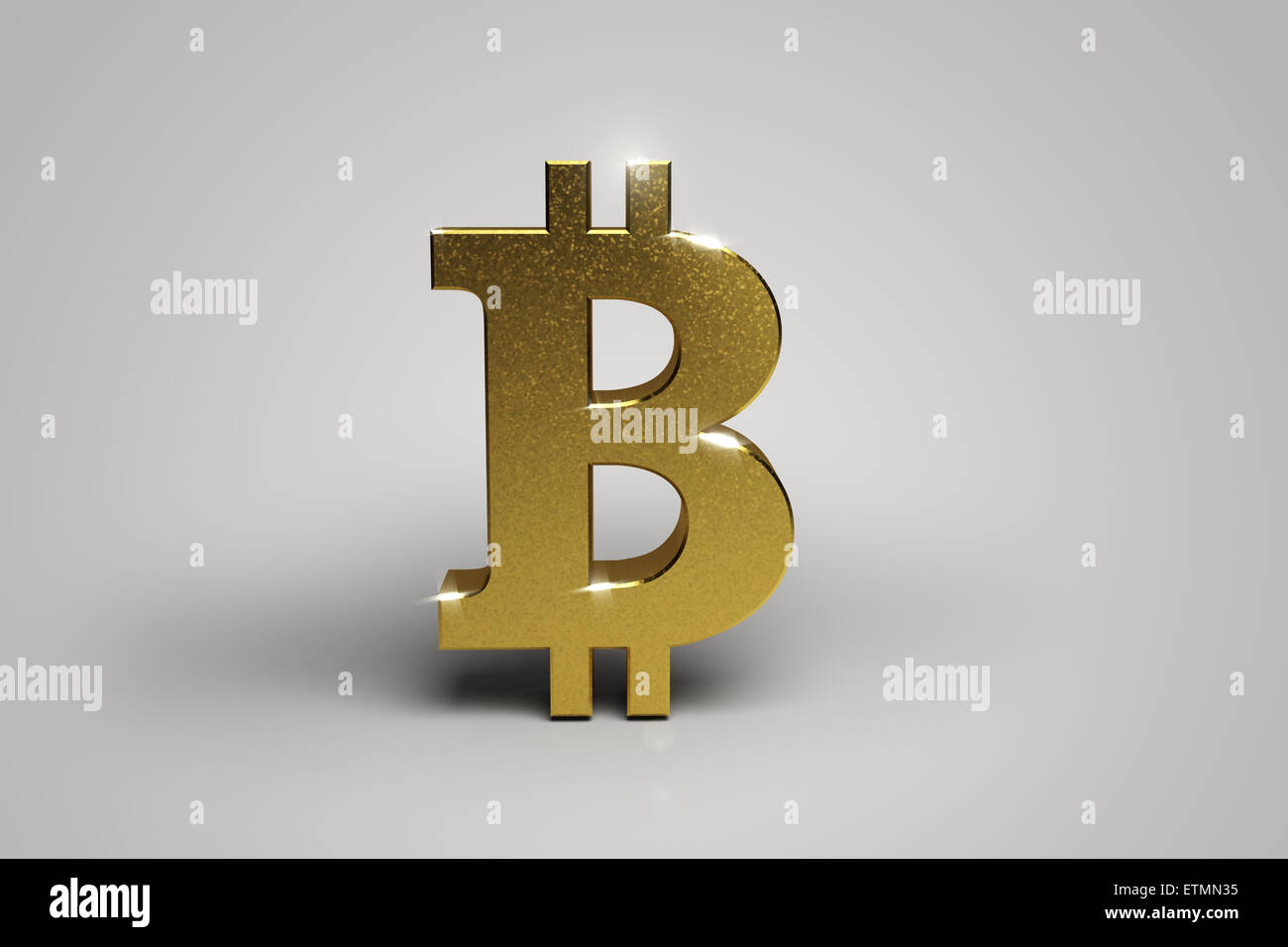 Stylized representation of Bitcoin, a digital currency. Stock Photo