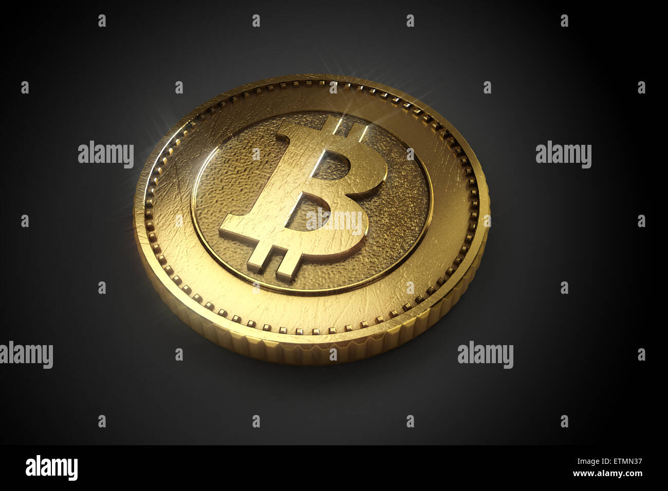 Stylized representation of Bitcoin, a digital currency. Stock Photo