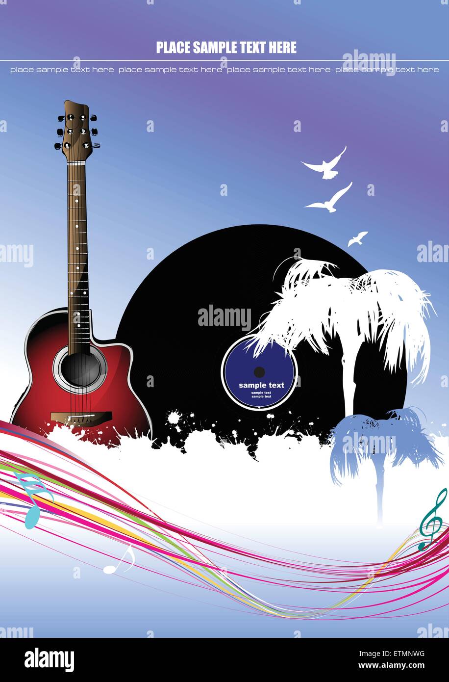 Cover for brochure with vinyl disk image. Vector illustration Stock Vector