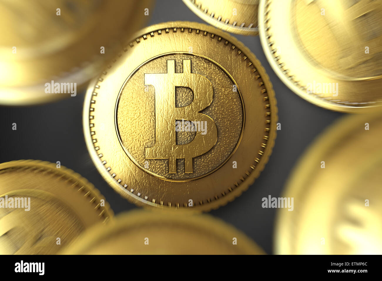 Stylized representation of Bitcoin, a digital currency. Stock Photo