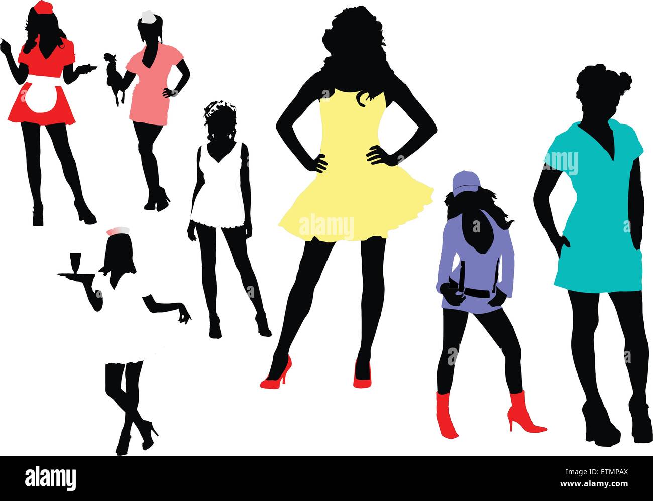 Seven woman silhouettes. Vector illustration Stock Vector Image & Art ...