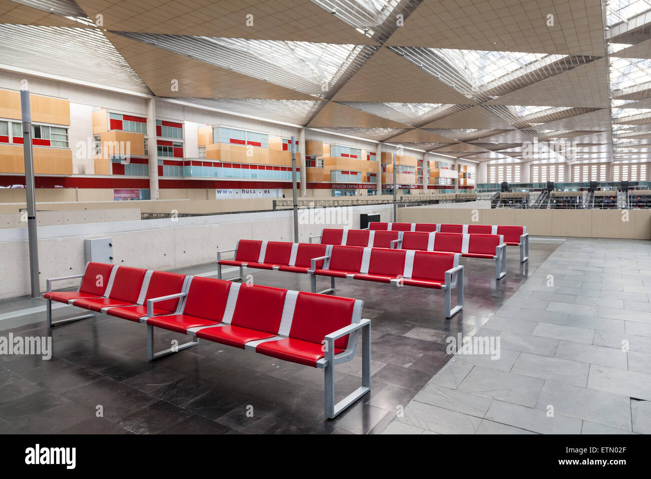 Empty seats inside of Zaragoza Delicias - the main train station in Zaragoza,  Spain Stock Photo - Alamy