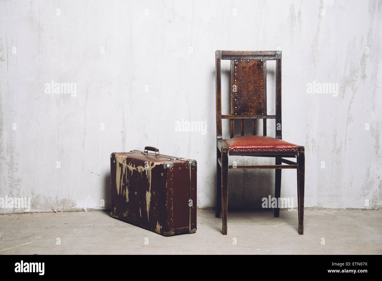 old suitcase and the chair Stock Photo 84054430 , Alamy