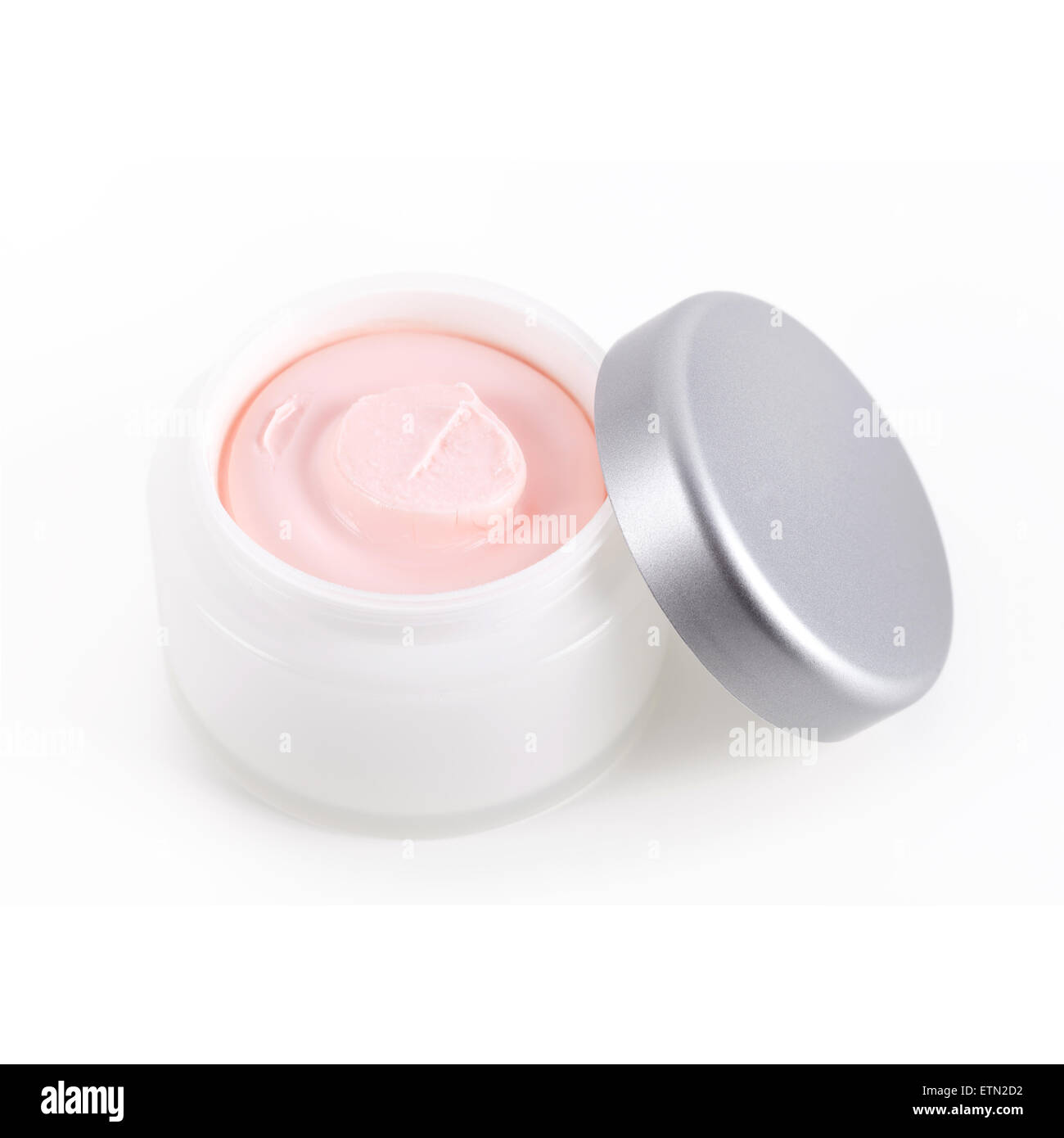 Facial cream in jar on white Stock Photo