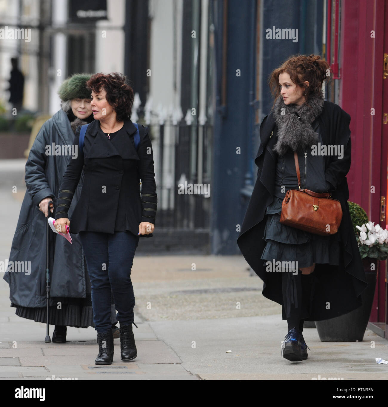 Helena Bonham Carter and Ruby Wax seen out and about in Notting Hill