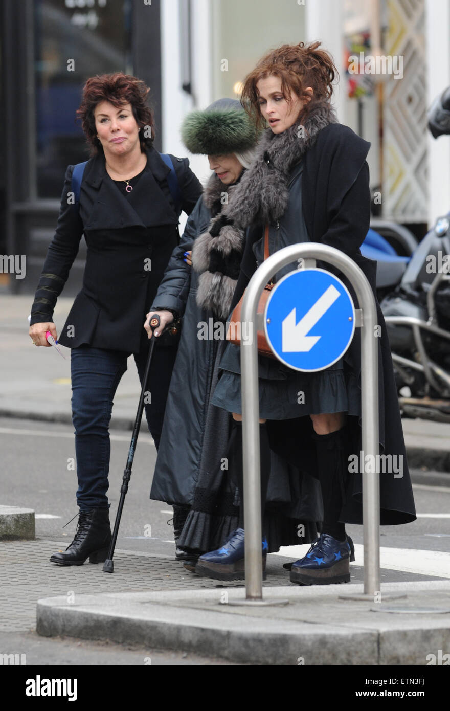 Helena Bonham Carter and Ruby Wax seen out and about in Notting Hill