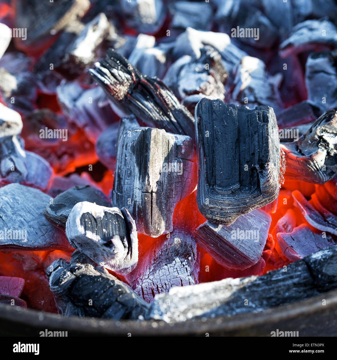Burning charcoal, closeup Stock Photo Alamy