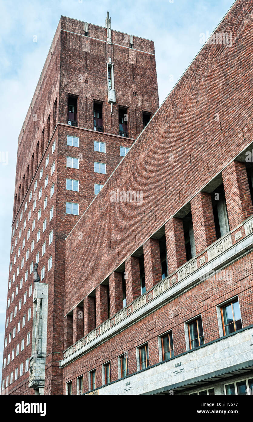 Oslo, Norway. The modernist City Hall (Radhus), built in 1931 by ...