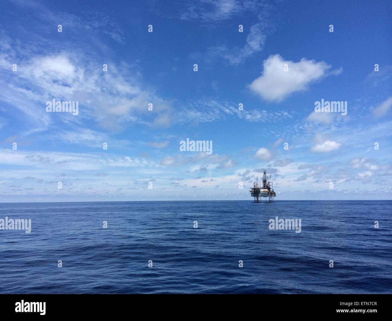 Offshore jackup platform at sea Stock Photo