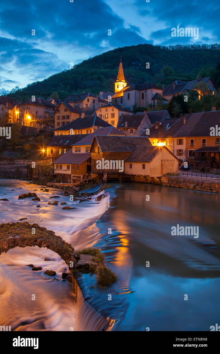 Evening in Lods, Franche-Comté, France. Stock Photo