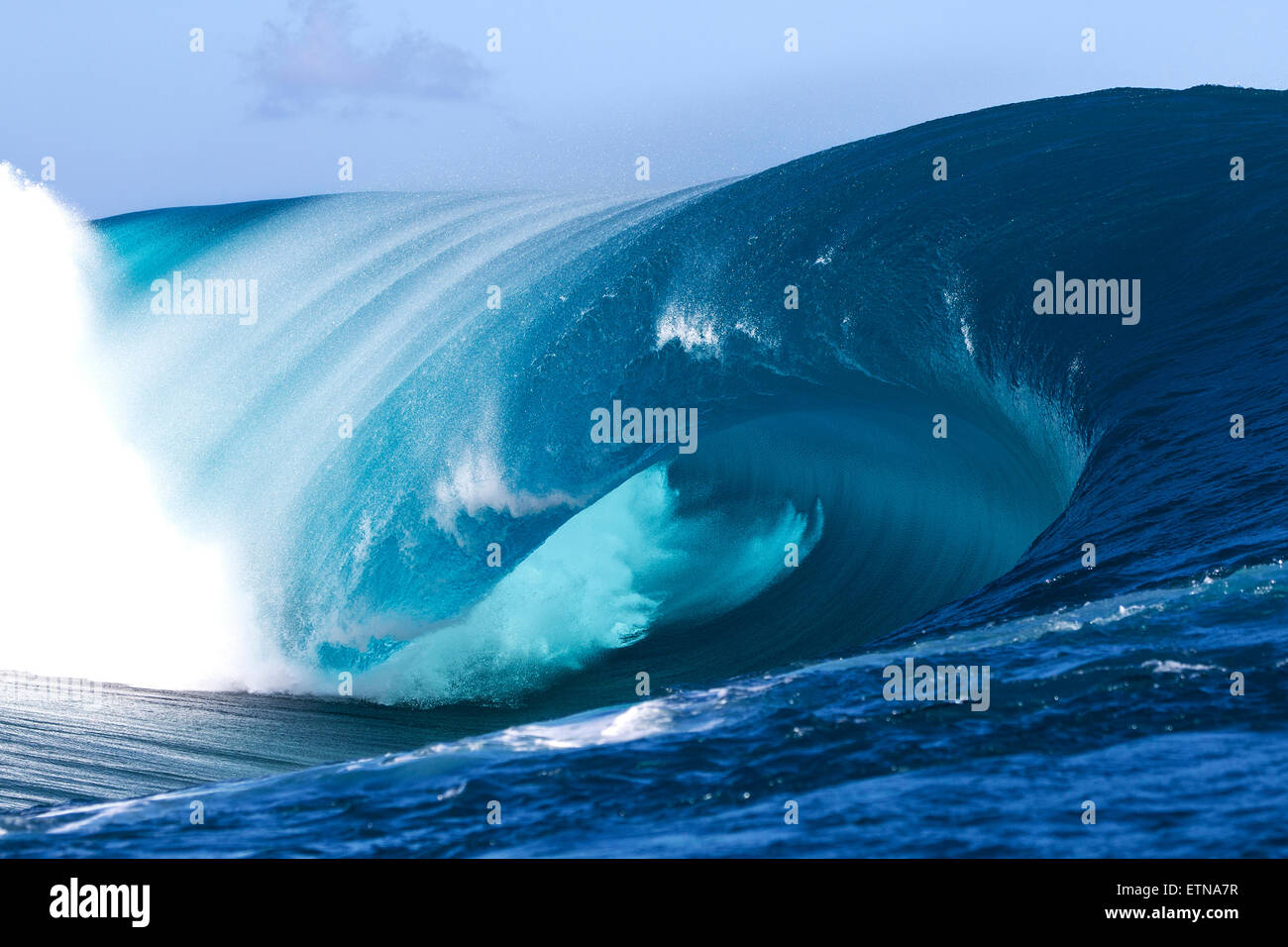 Teauhpoo Wave, Tahiti, French Polynesia Stock Photo