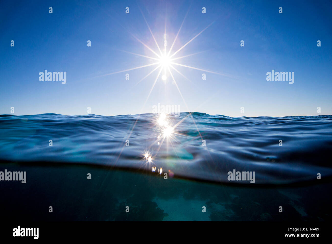 Sun shining over the ocean, Queensland, Australia Stock Photo Alamy