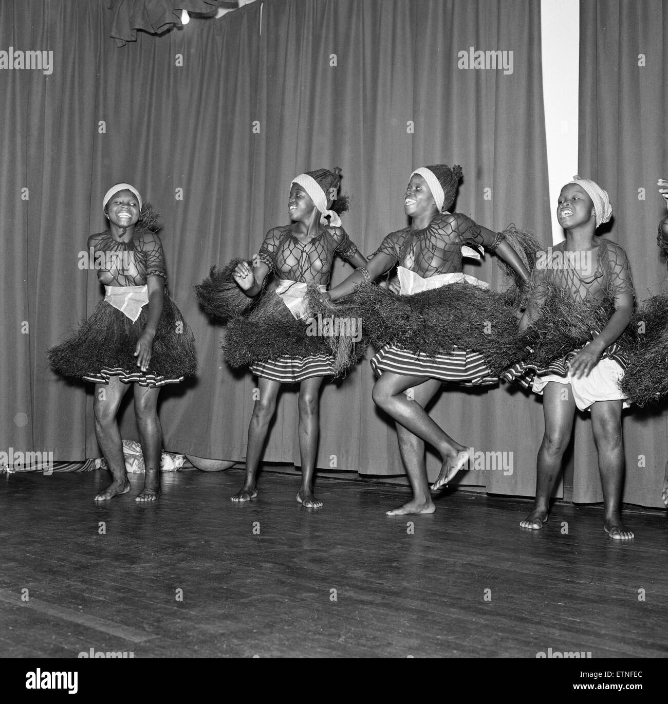 The Sierra Leone Dance Troupe rehearse at the London University Girls Hostel, for the Commonwealth Arts Festival to be held at the Royal Albert Hall next week, pictured Saturday 11th September 1965. Stock Photo