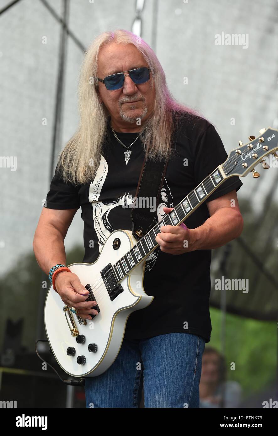 Mick Box of British heavy metal group Uriah Heep performes during the music  festival the Bounty Rock Cafe Open Air 2015 in Olomouc, Czech Republic,  June 13, 2015. (CTK Photo/Ludek Perina Stock