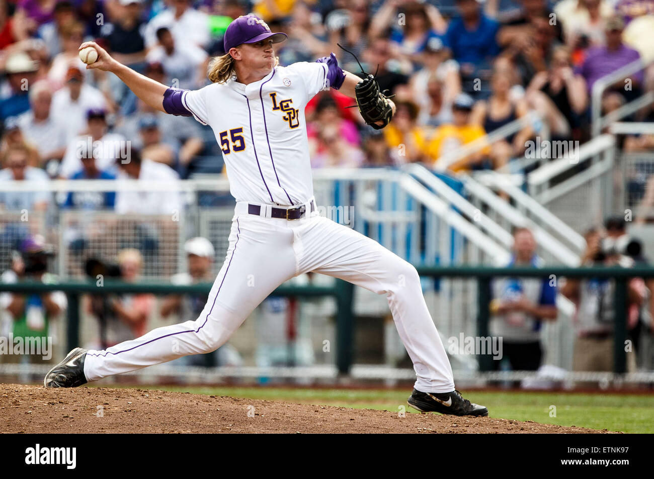 June 14, 2015 LSU relief pitcher Hunter Newman 55 in action during