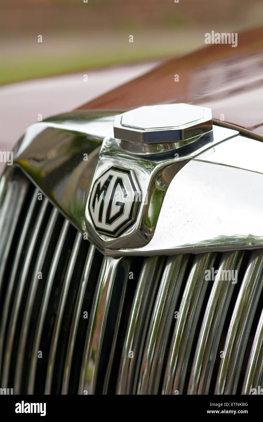 MG car chrome radiator grill Stock Photo Alamy