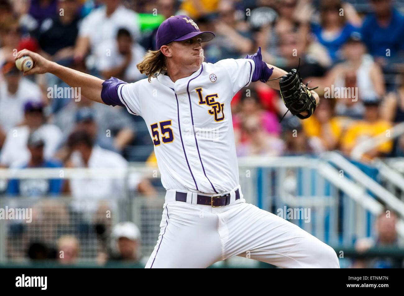 June 14, 2015 LSU relief pitcher Hunter Newman 55 in action during