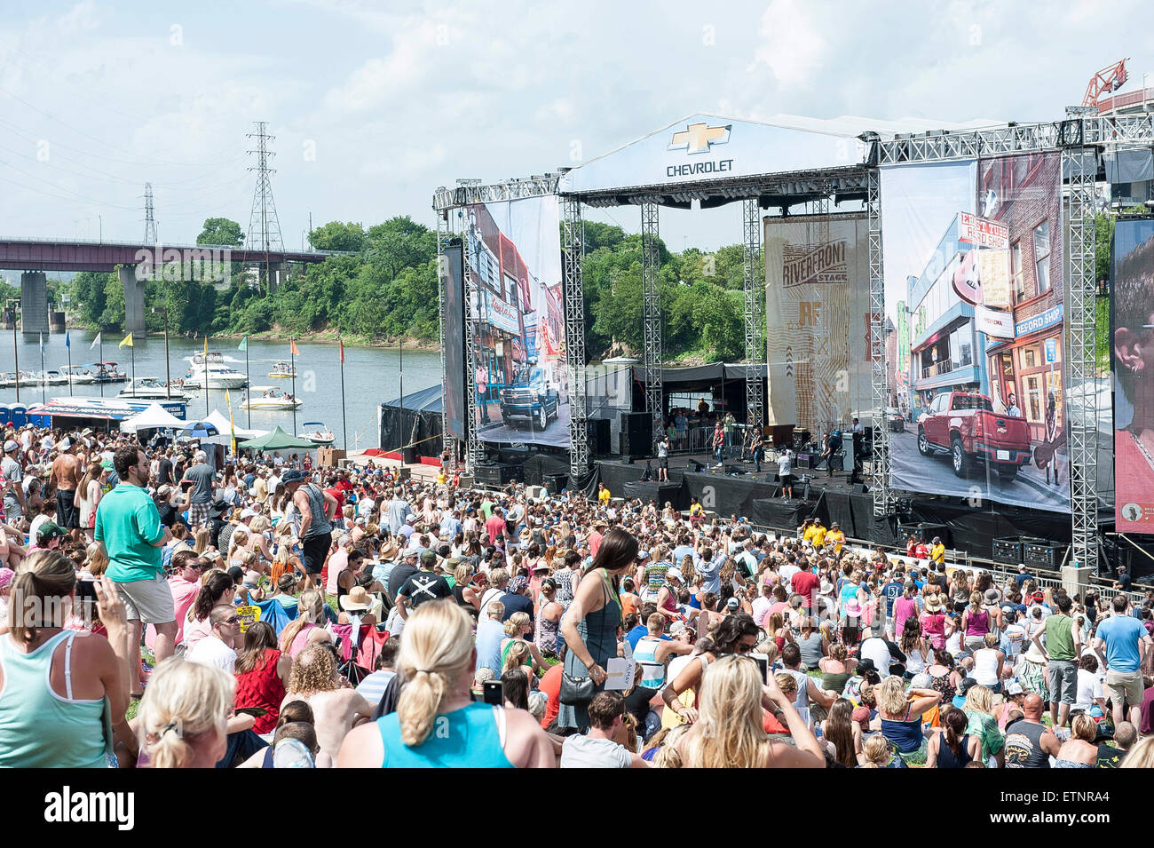 Jun. 13, 2015 - Nashville, Tennessee; USA - General Atmosphere while the band Parmalee performs at The River Front Stage as part of the 2015 CMA Music Festival that is taking place in downtown Nashville. The four day country music festival will attract thousands of fans from around the world to see a variety of artist on multiple stages. Copyright 2015 Jason Moore. © Jason Moore/ZUMA Wire/Alamy Live News Stock Photo
