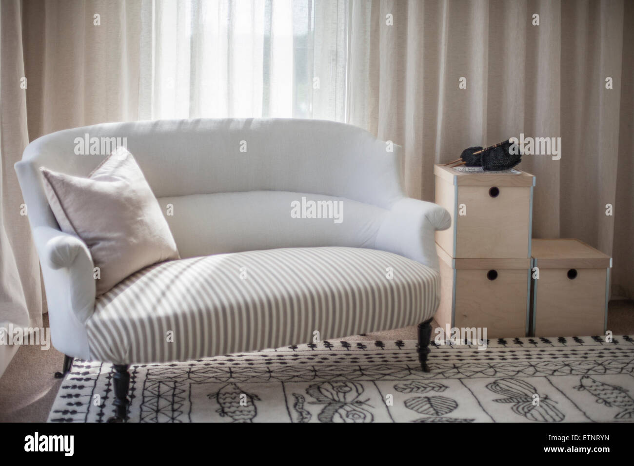Vintage striped sofa Stock Photo Alamy