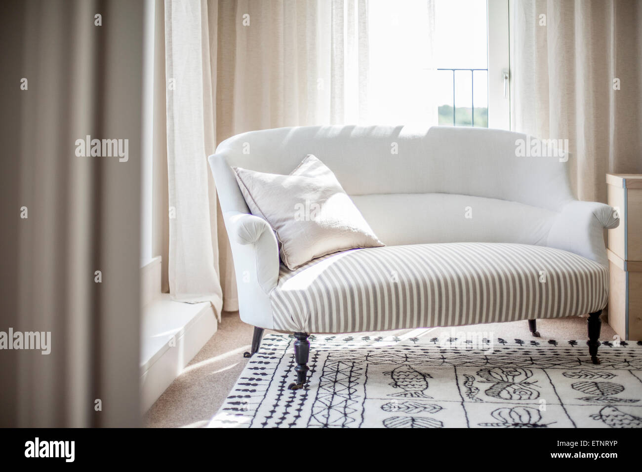 Vintage striped sofa Stock Photo Alamy