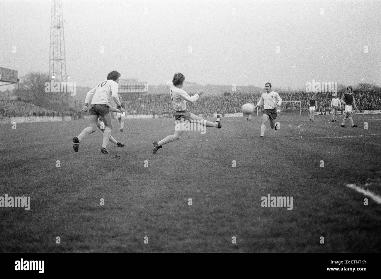 Mansfield 1-1 Aston Villa, League Three match at Field Mill, Monday 24th April 1972. Aston Villa, earn point they required for automatic promotion. Stock Photo