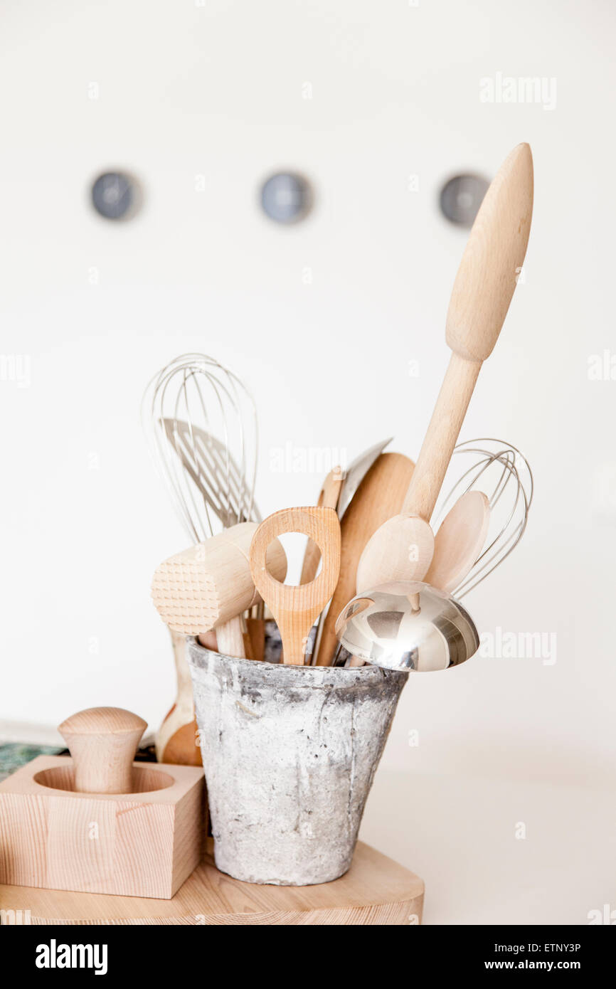 Kitchen utensils in a modern country house Stock Photo