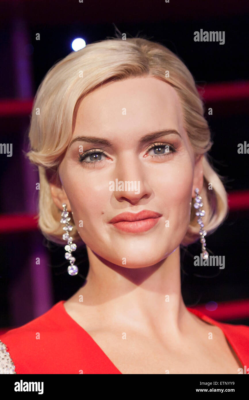 Odaiba, Tokyo. 15th June, 2015. A wax figure of Kate Winslet, English actress on display at the Madame Tussauds Tokyo wax museum in Odaiba, Tokyo, June 15, 2015. The world famous British wax museum ''Madame Tussauds'' opened its 14th permanent branch in Tokyo in 2013 and exhibits international and local celebrities, sports players and politicians. New additions to the collection include wax figures of the Japanese figure skater Yuzuru Hanyu and the actor Benedict Cumberbatch. The wax figure of Benedict Cumberbatch will be exhibited until June 30th. © Rodrigo Reyes Marin/AFLO/Alamy Live News Stock Photo