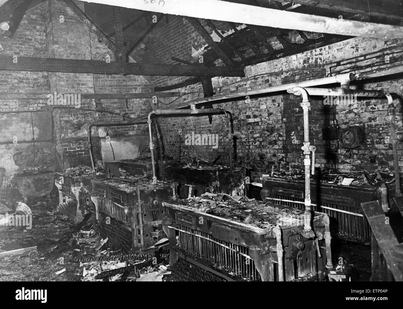 Fire at Candle Factory owned by Mawson, Clarkson Company, North Road, Middlesbrough, 20th December 1968. Stock Photo