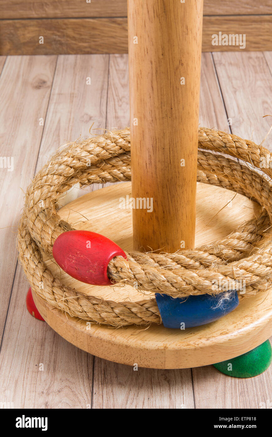 Ring Toss Game on Wood Background Stock Photo Alamy