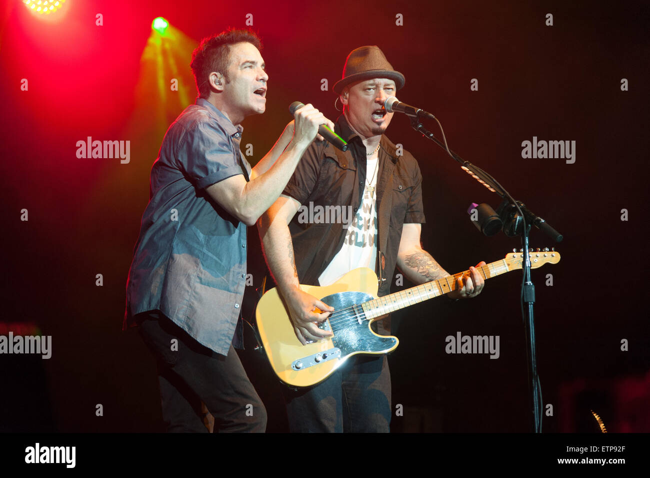Camden, New Jersey, USA. 14th June, 2015. PAT MONAHAN, lead singer of the band TRAIN, and JIMMY STAFFORD of TRAIN, performing at the Susquehanna Bank Center as part of the Picasso at the Wheel Tour Credit:  Ricky Fitchett/ZUMA Wire/Alamy Live News Stock Photo