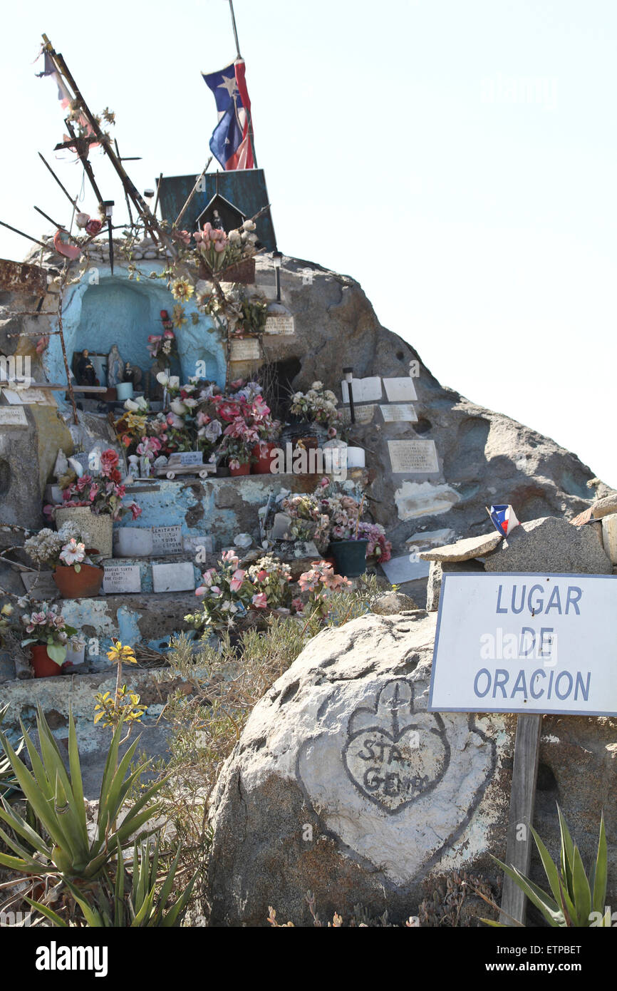 Prayer place at roadside, Northern Chile Stock Photo