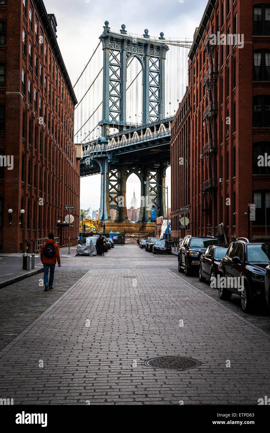 Manhattan Bridge, from Dumbo, Brooklyn Stock Photo