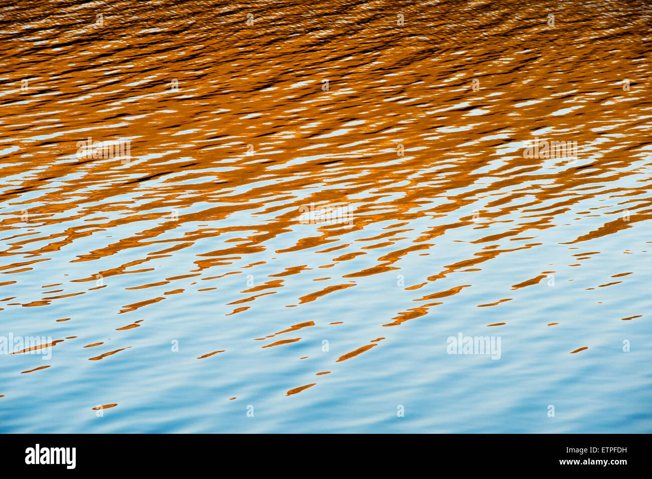 Dusk sunset reflections and ripples on a Scottish loch Stock Photo