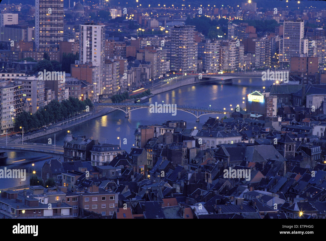 BEL, Belgium, Liege, view from the citadel to the city and the river Meuse.  BEL, Belgien, Luettich, Blick von der Zitadelle auf Stock Photo