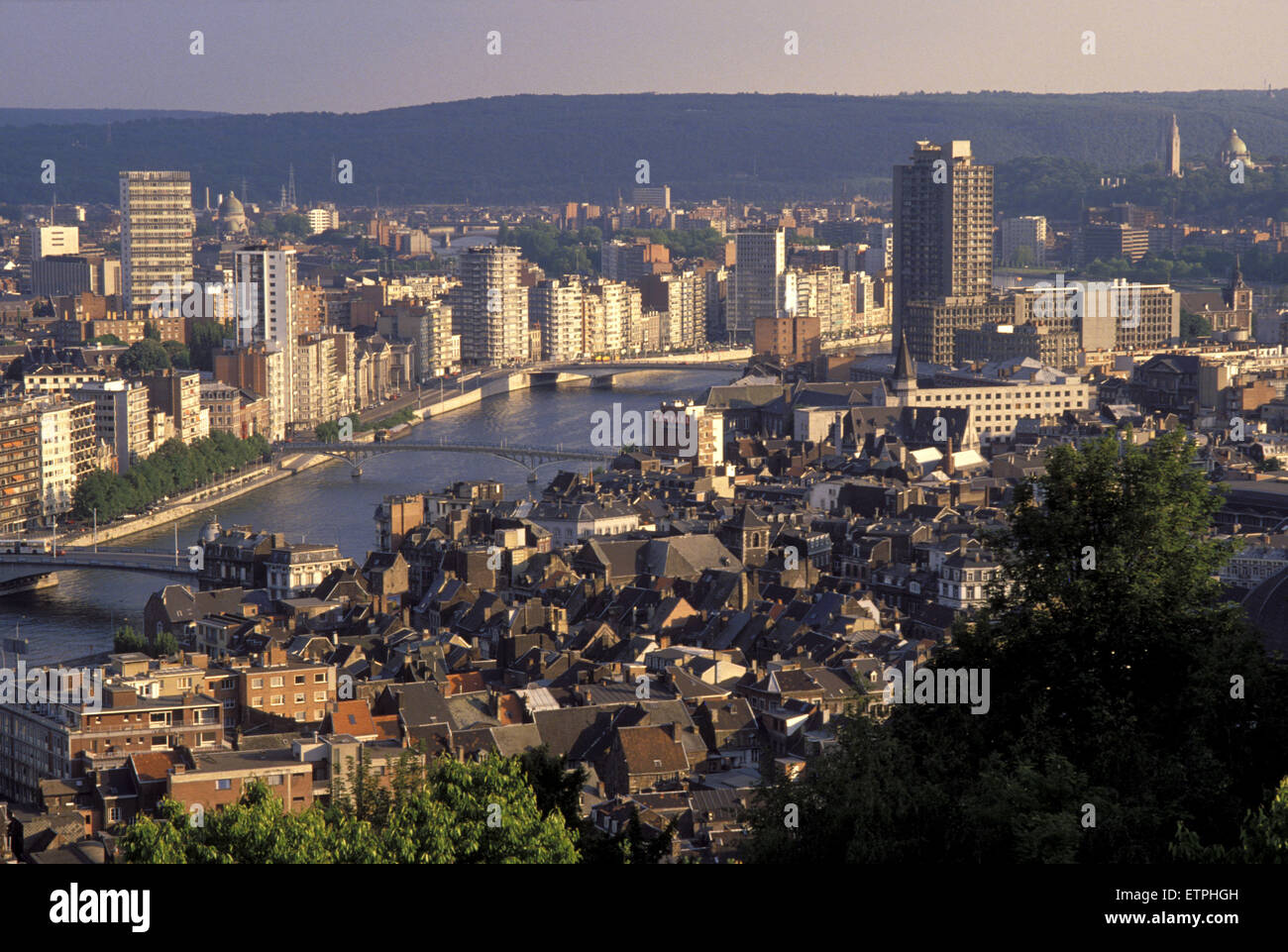 BEL, Belgium, Liege, view from the citadel to the city and the river Meuse.  BEL, Belgien, Luettich, Blick von der Zitadelle auf Stock Photo