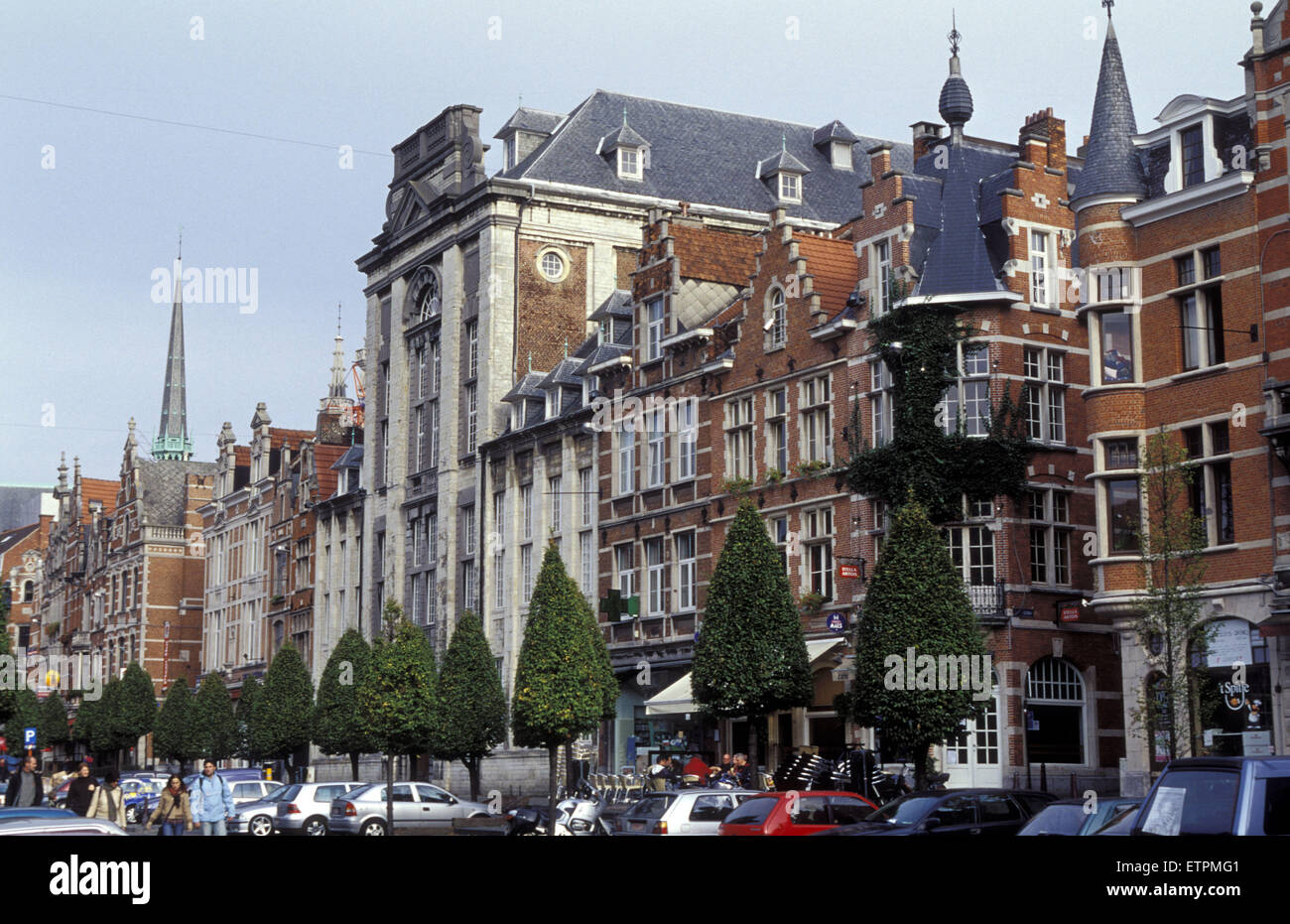 BEL, Belgium, Flanders, Louvain, houses at the old market.  BEL, Belgien, Flandern, Loewen, Haeuser am Alter Markt. Stock Photo