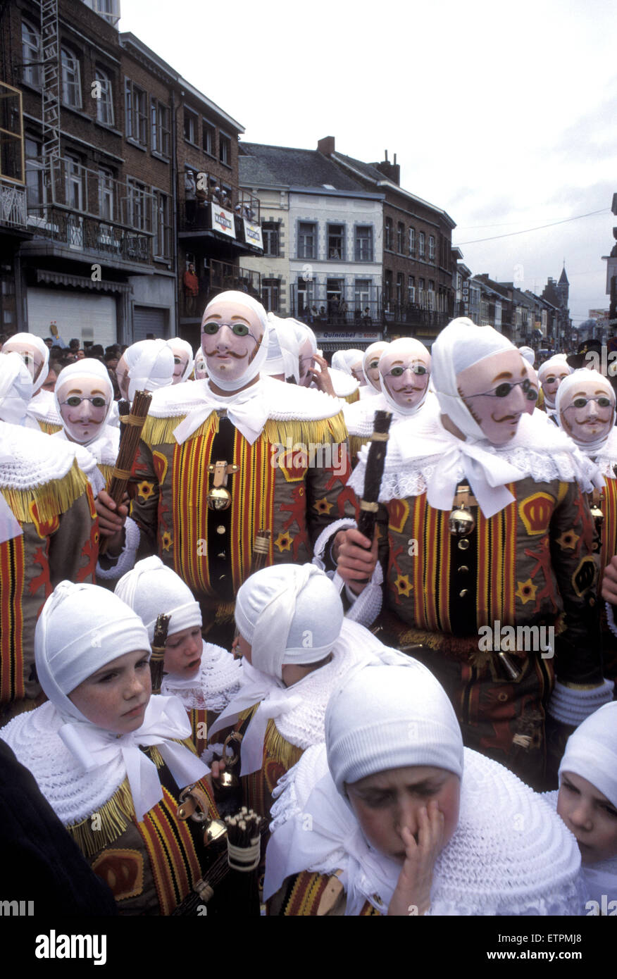 BEL, Belgium, Hainaut, Binche, carnival, the Gilles of Binche.  BEL, Belgien, Hennegau, Binche, Karneval, die Gilles. Stock Photo