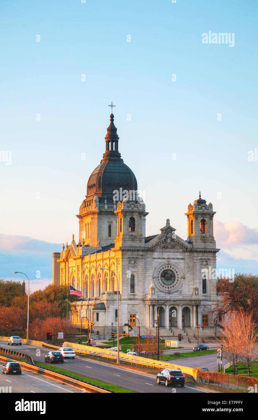 Basilica of Saint Mary in Minneapolis, MN in the morning Stock Photo