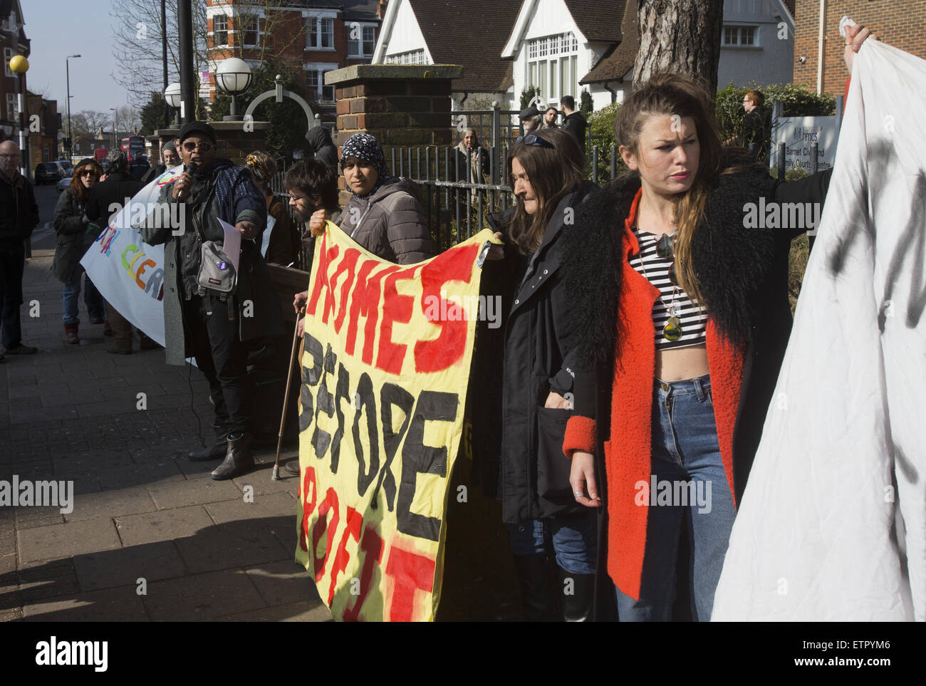 A protest is staged outside County Court against the eviction of