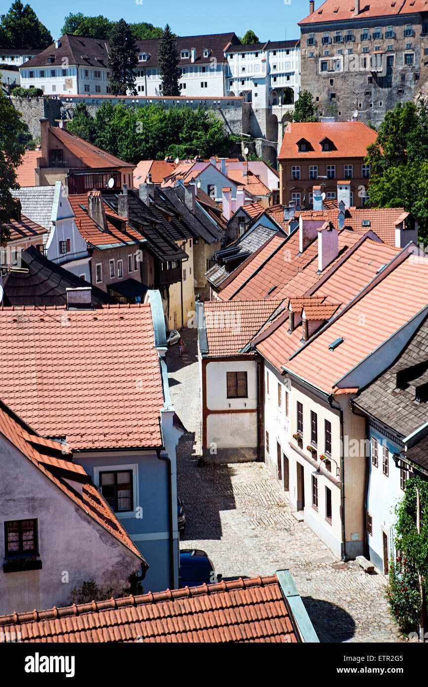 View of the old town medieval street Stock Photo - Alamy