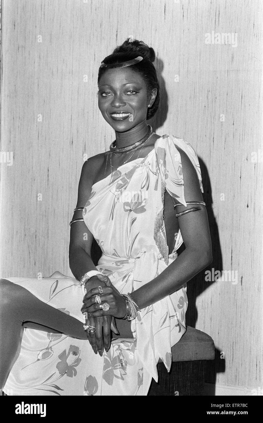 Patti Boulaye is launching her very own record company - Shell Records LTD. Patti, who has recently completed filming a six part television series for Channel 4 which she produced herself called 'The Patti Boulaye Show.' She was at a reception in Romilly Street, London today.  7th October 1982. Stock Photo