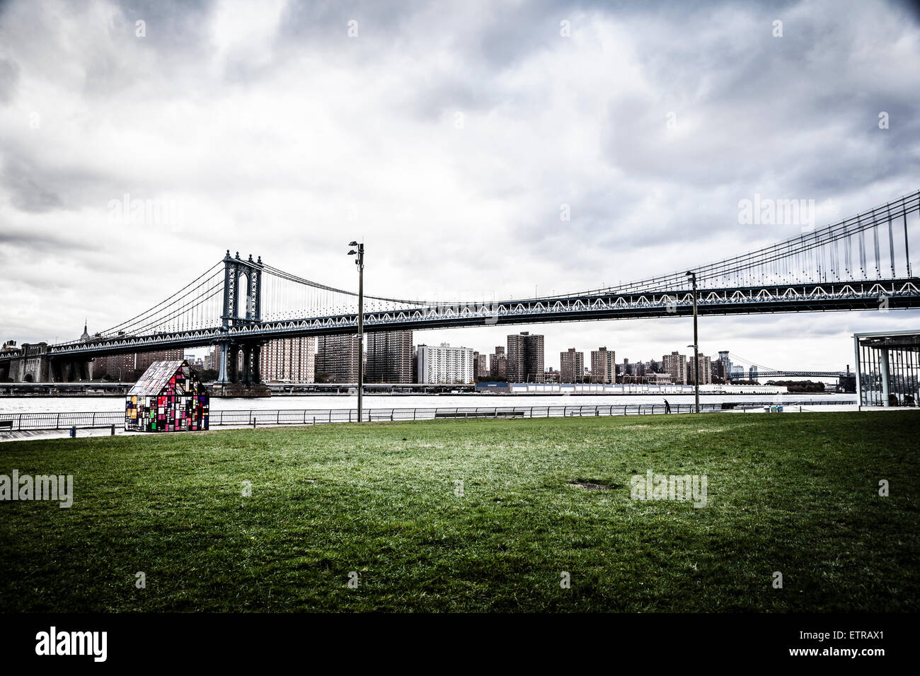 Manhattan Bridge, from Dumbo, Brooklyn Stock Photo