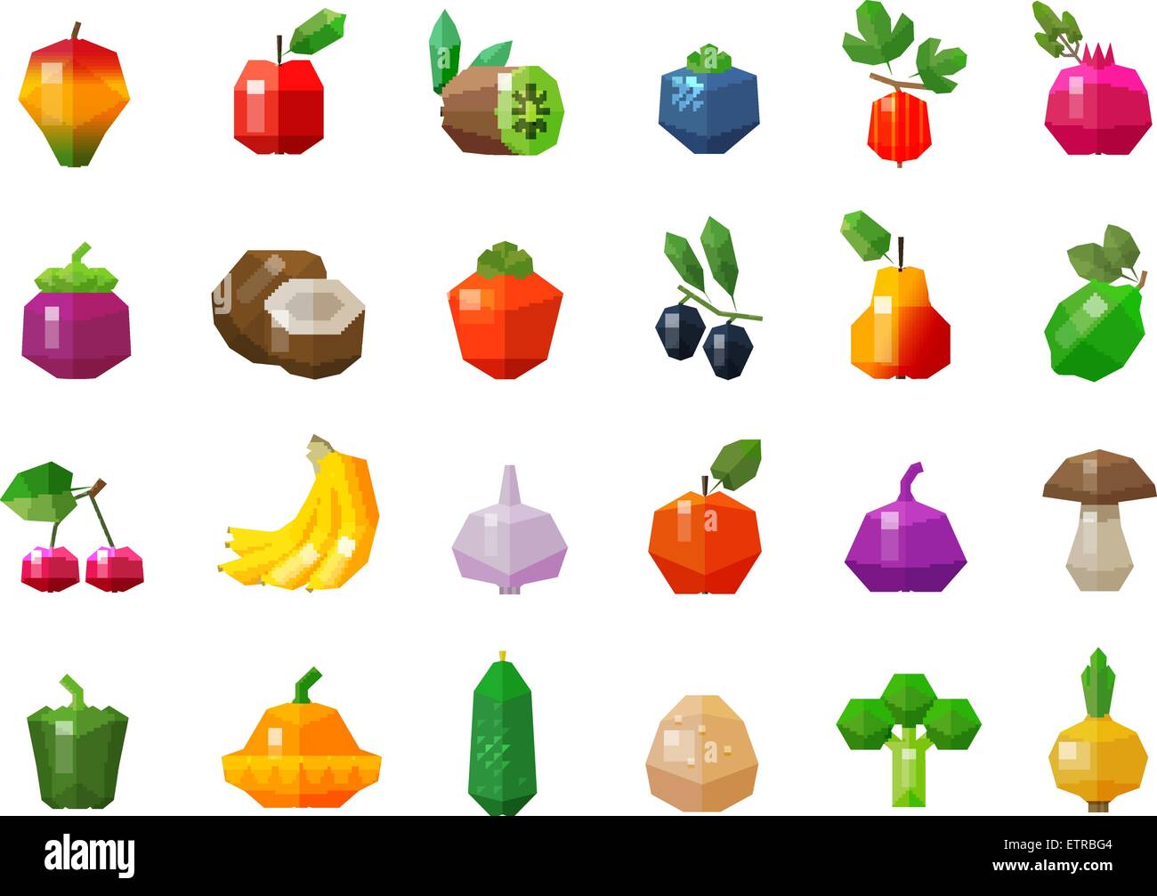 fruits and vegetables set icons Stock Vector Image & Art - Alamy