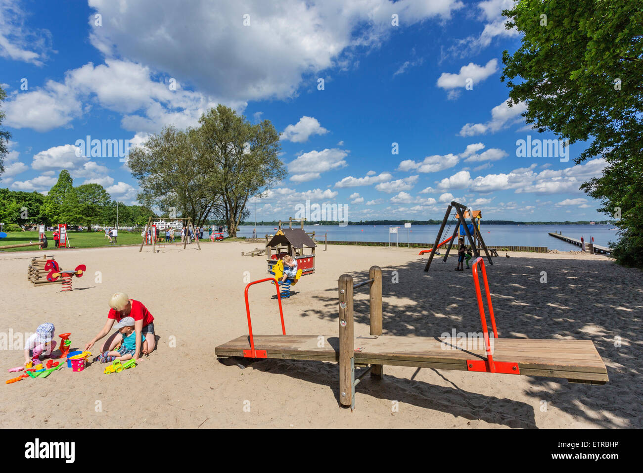 Playground at health resort park, Bad Zwischenahn, Ammerland, Lower Saxony, Germany, Stock Photo