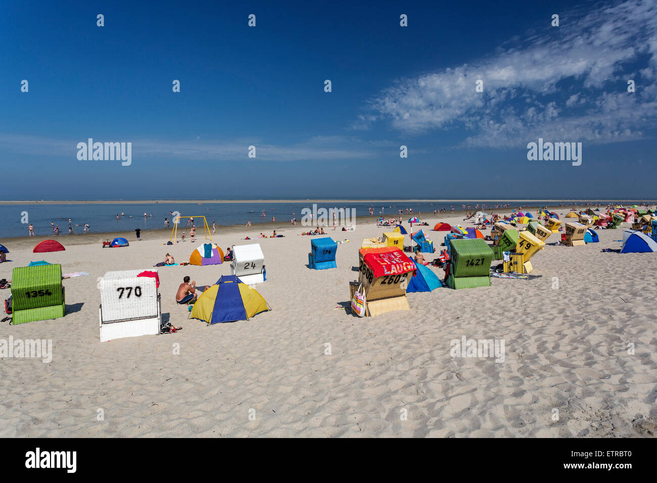 Beach at island Langeoog, East Frisian island, Lower Saxony, Germany, Stock Photo