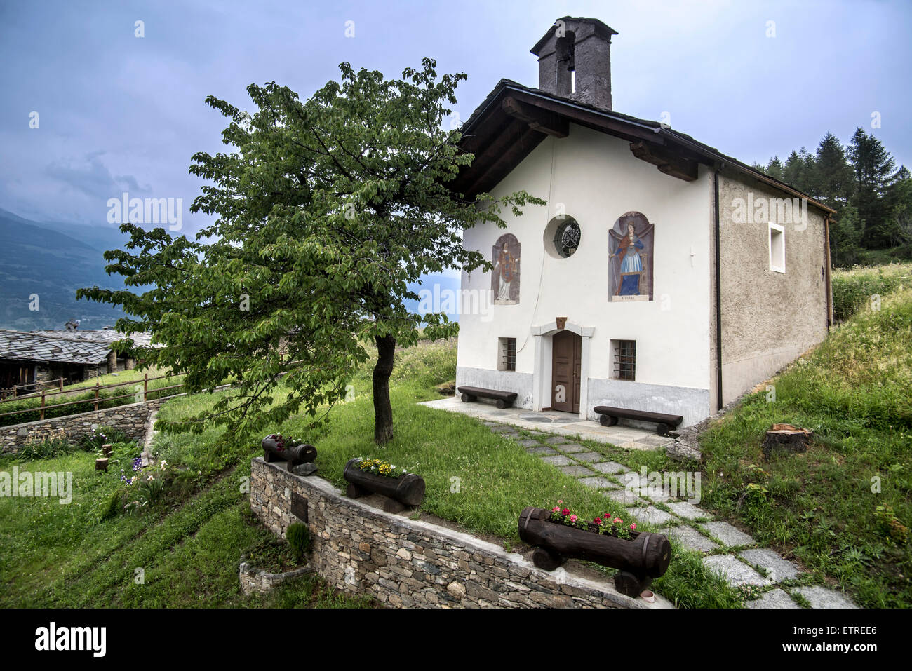 Chapel next to the Maison Musée Jean Paul II, museum dedicated to Pope John  Paul II in Les Combes, Introd, Aosta Valley, Italy Stock Photo - Alamy