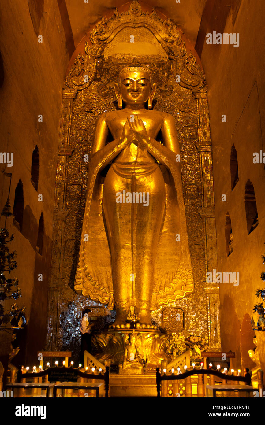 Golden Buddha statue at Ananda temple in Bagan, Myanmar Stock Photo - Alamy