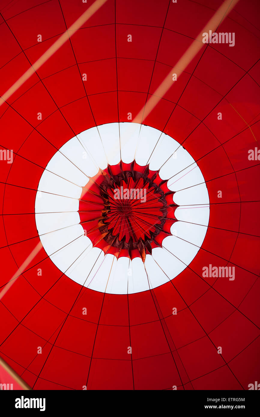 Inside view of a hot air balloon during landing Stock Photo